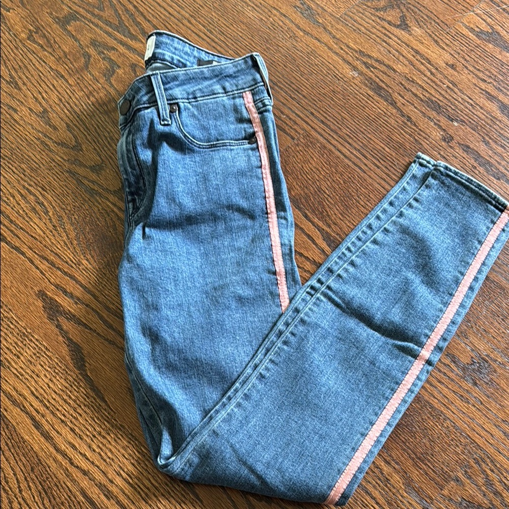 Blue Jeans with Pink Stripe
